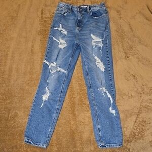Cello Blue Distressed Jeans Size 7 Waist 28